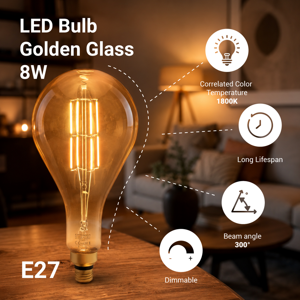 LED Bulb E27 PS160 Golden Glass Dimmable - product view
