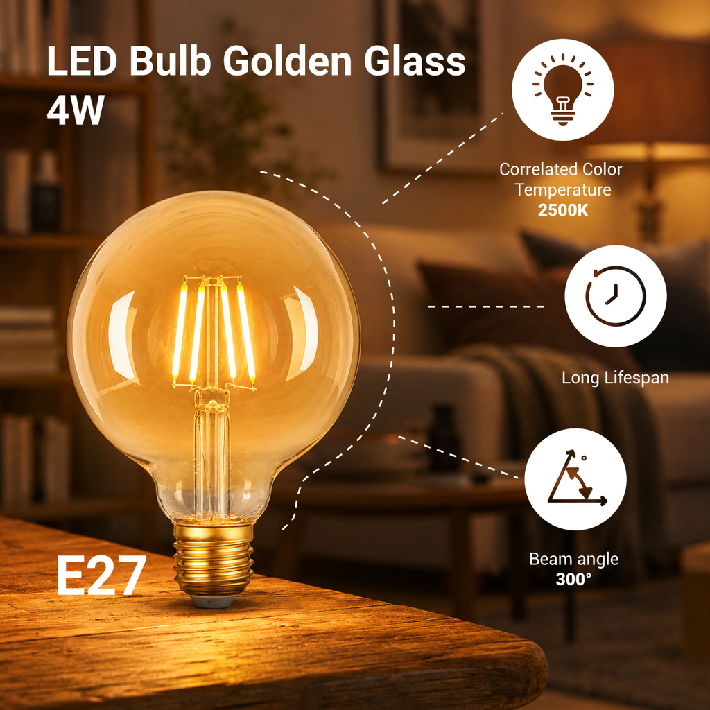 LED Bulb E27 G95 Golden Glass - product view