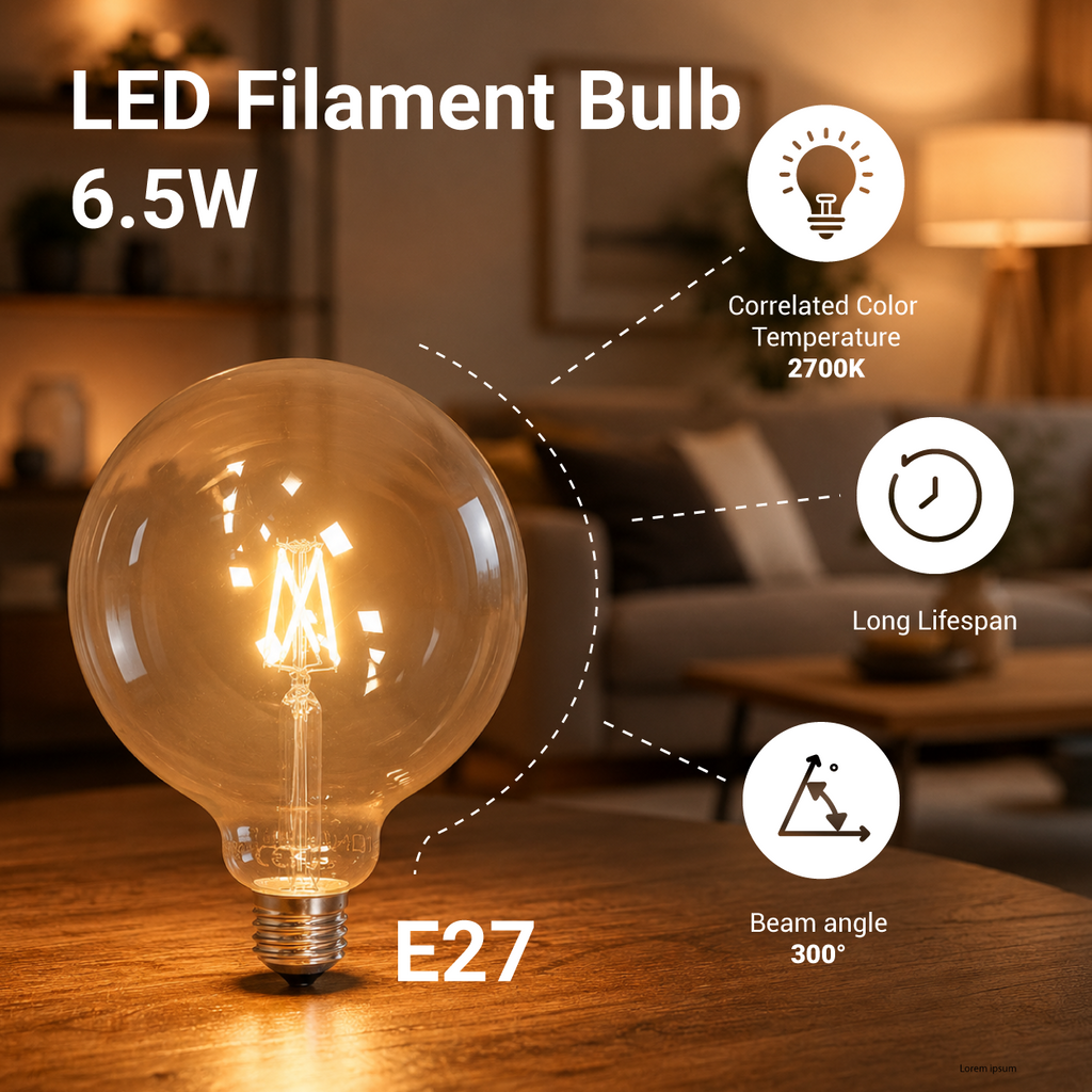 LED Filament Bulb G125 E27 - product view