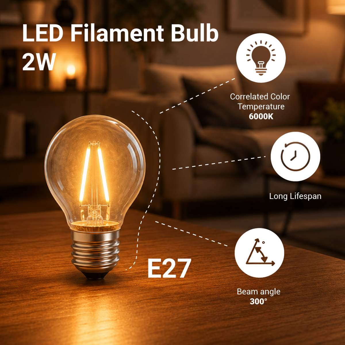 Lampadina a filamento LED E27 G45 - product view