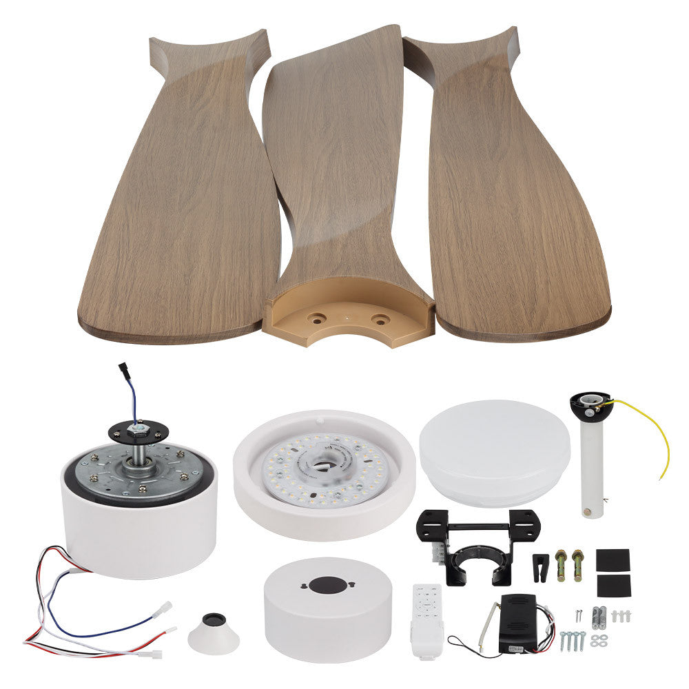 LED Fan Ceiling 18W/3CCT White Wood + Remote Control - image 4