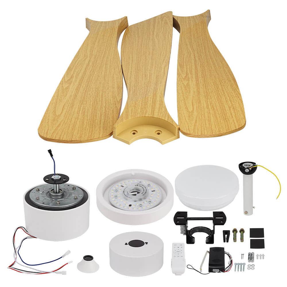 LED Fan Ceiling 18W/3CCT White Wood + Remote Control - image 4