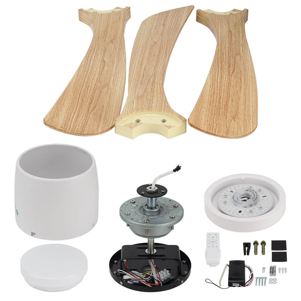 LED Fan Ceiling 18W/3CCT White Wood + Remote Control - image 4