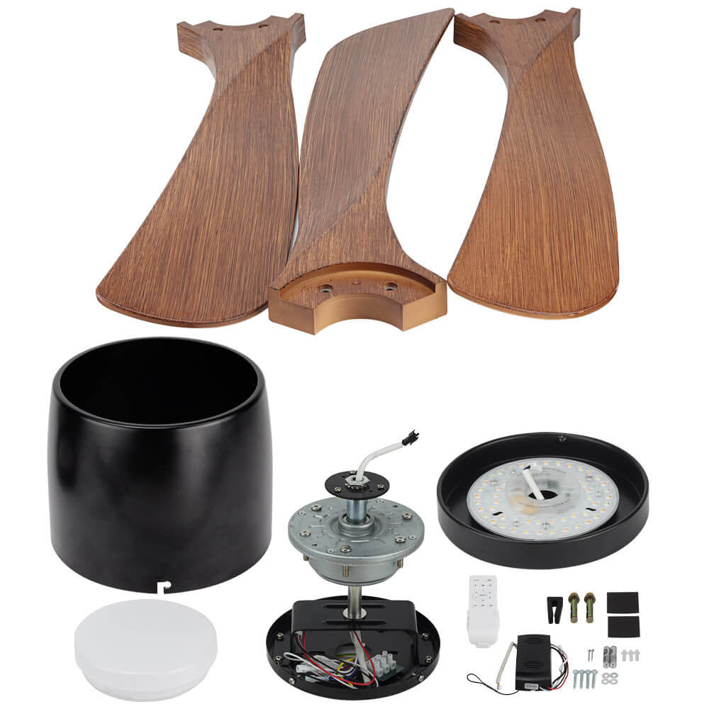 LED Fan Ceiling 18W/3CCT Black Wood + Remote Control - image 4