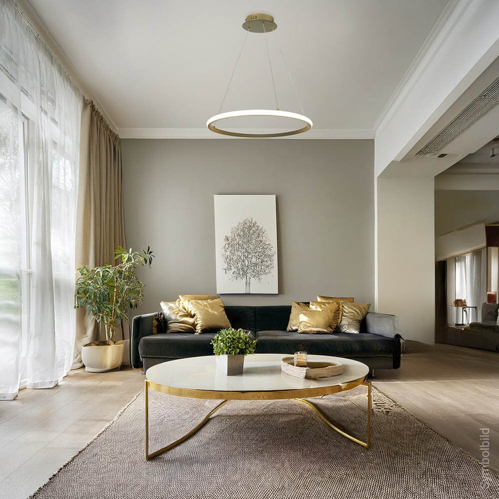 LED Pendant Lamp CCT 30W Brushed Gold Dimmable + Remote Control - image 6
