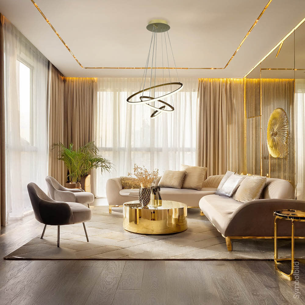 LED Pendant Lamp CCT 78W Brushed Gold Dimmable + Remote Control - image 6