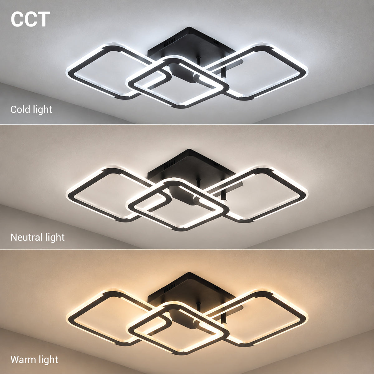 LED Ceiling Lamp CCT 45W Black Dimmable + Remote Control - image 3