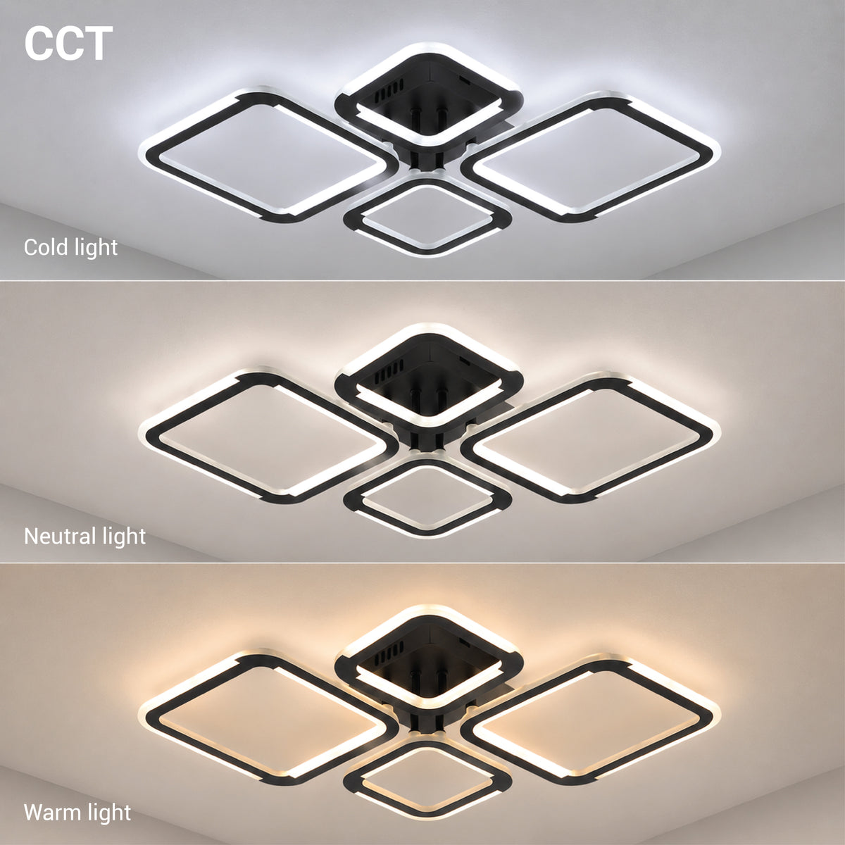 LED Ceiling Lamp CCT 50W Black Dimmable + Remote Control - image 3