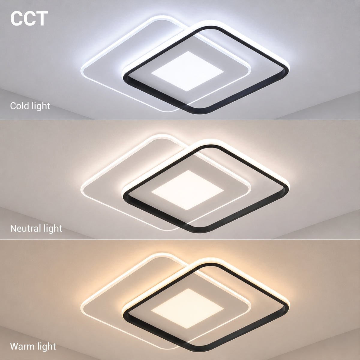 LED Ceiling Lamp CCT 60W White+Black Dimmable + Remote Control - image 3