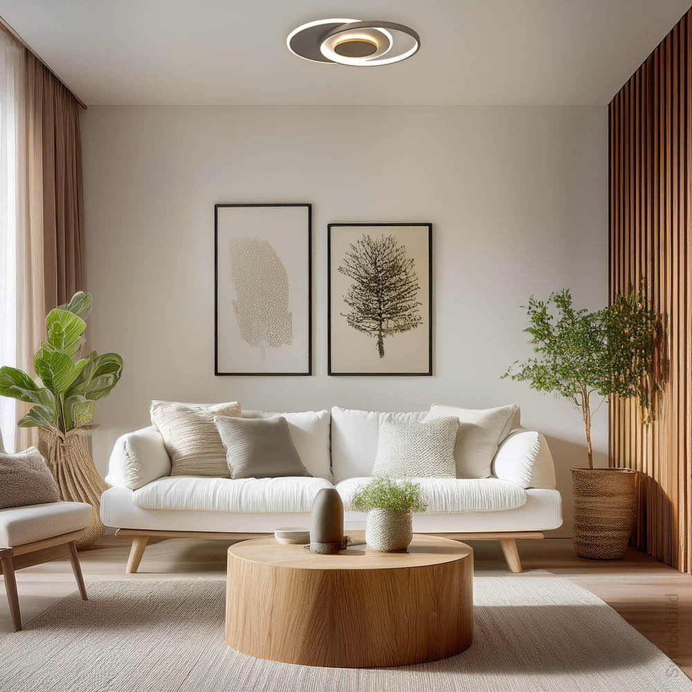 LED Ceiling Lamp CCT 54W White+Wood Dimmable + Remote Control - image 5