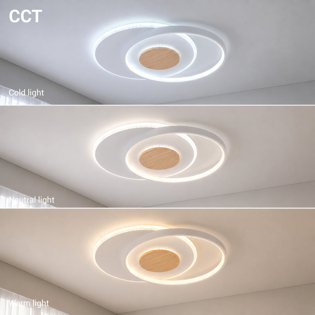 LED Ceiling Lamp CCT 54W White+Wood Dimmable + Remote Control - image 3