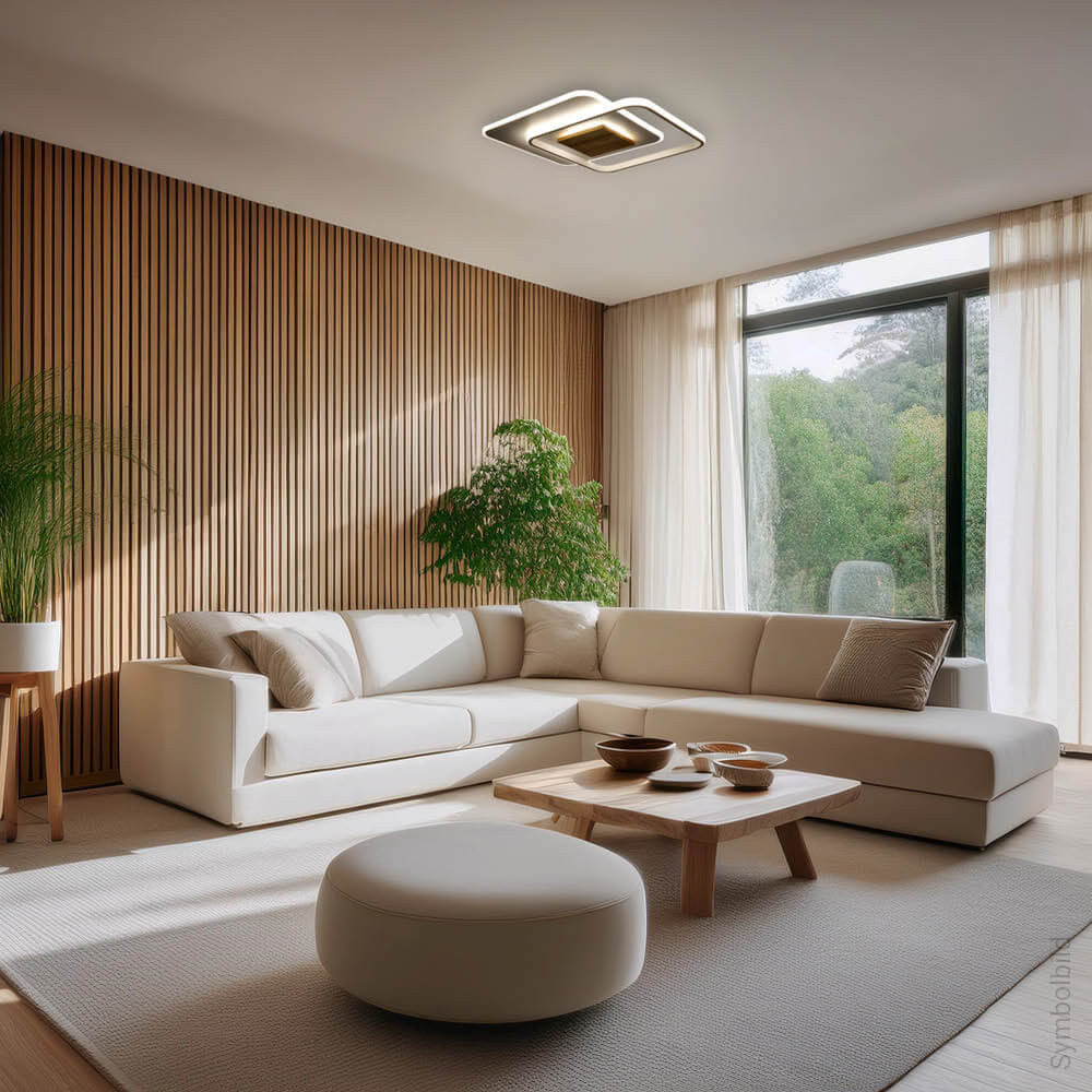 LED Ceiling Lamp CCT 60W White+Wood Dimmable + Remote Control - image 5