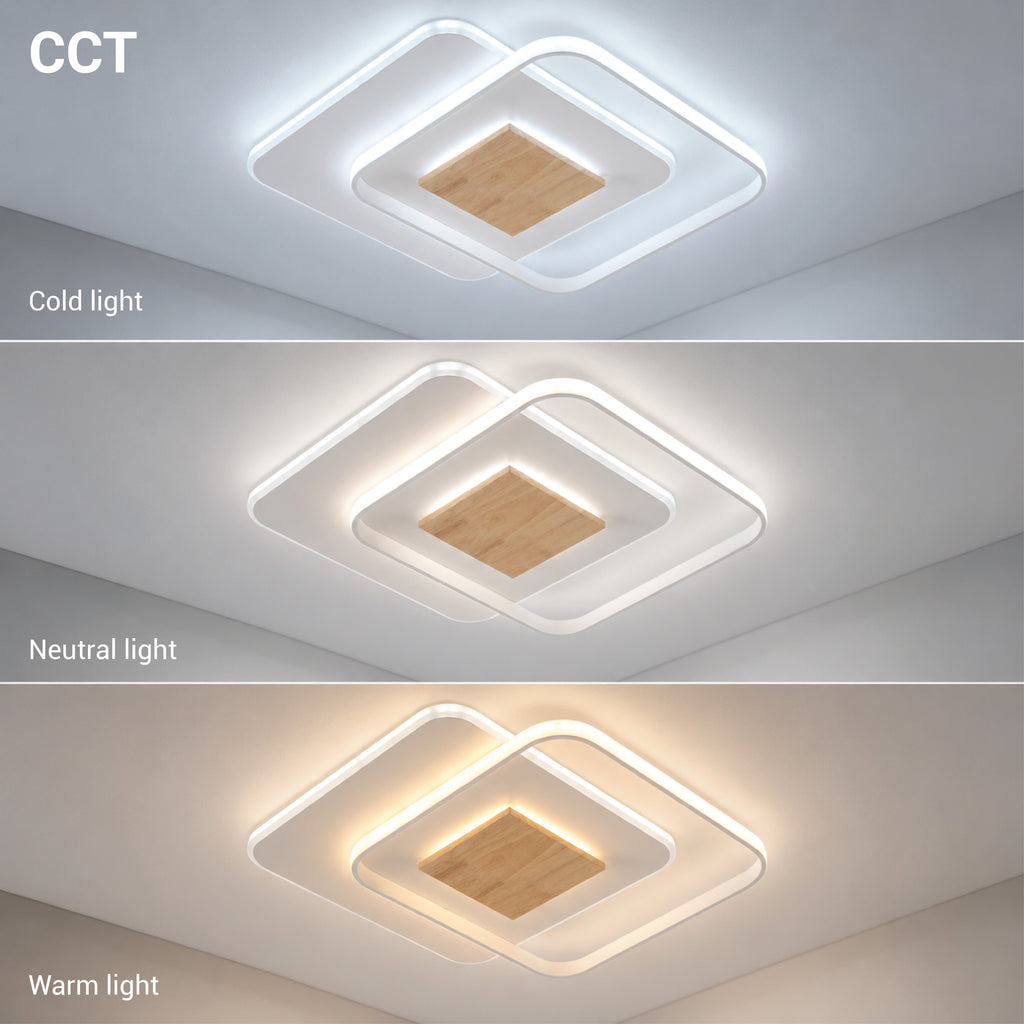 LED Ceiling Lamp CCT 60W White+Wood Dimmable + Remote Control - image 3
