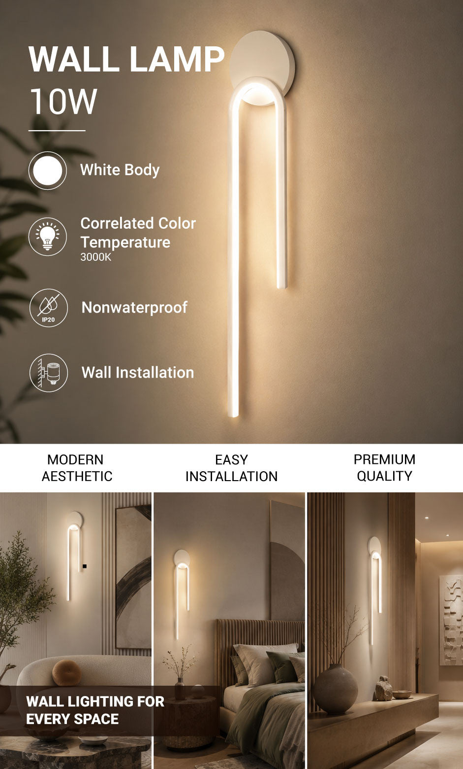 LED Ceiling/Wall Lamp 10W White - product view