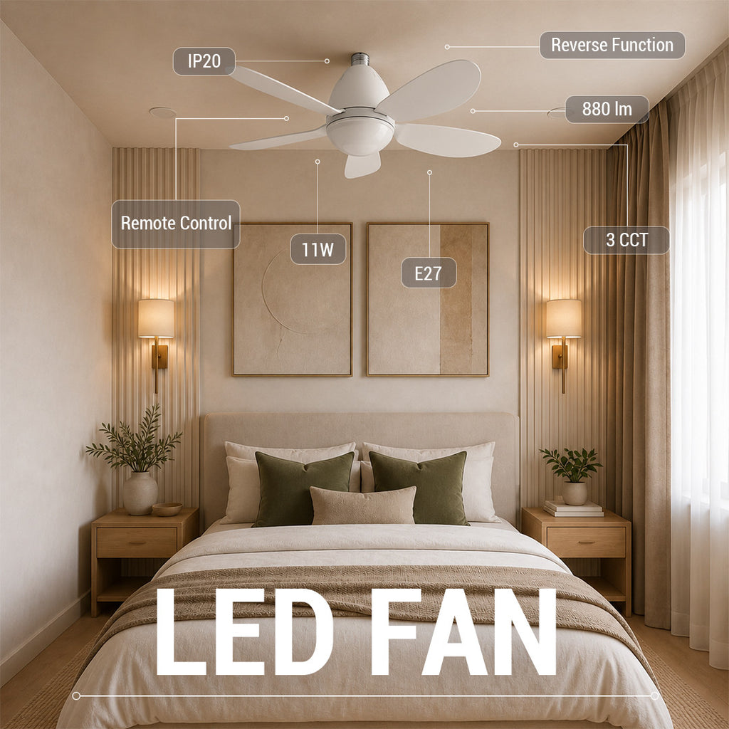 LED FAN Bulb E27 12W/3CCT White Body + Remote Control - image 4