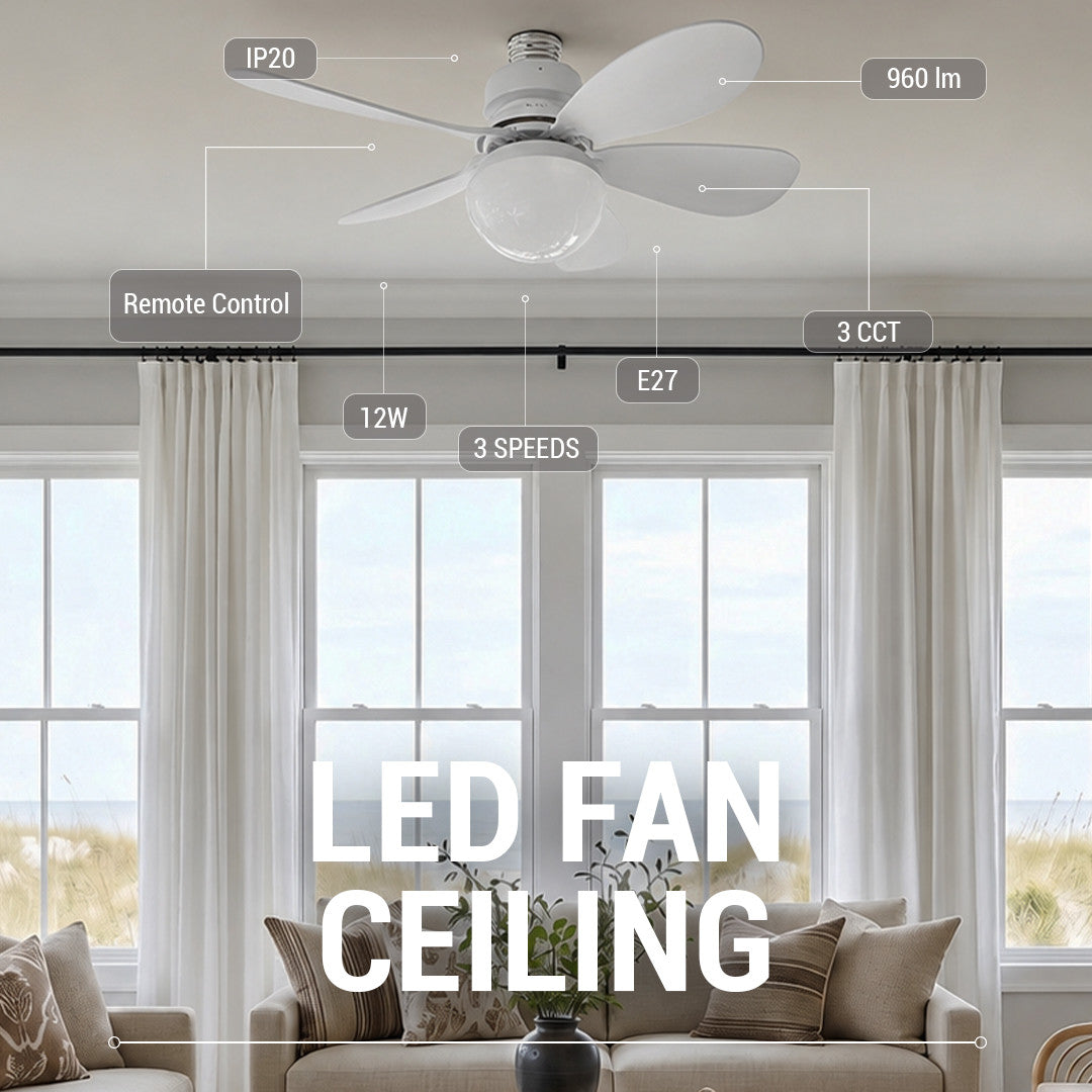 LED Fan Ceiling 12W/3CCT White + Remote Control - image 3