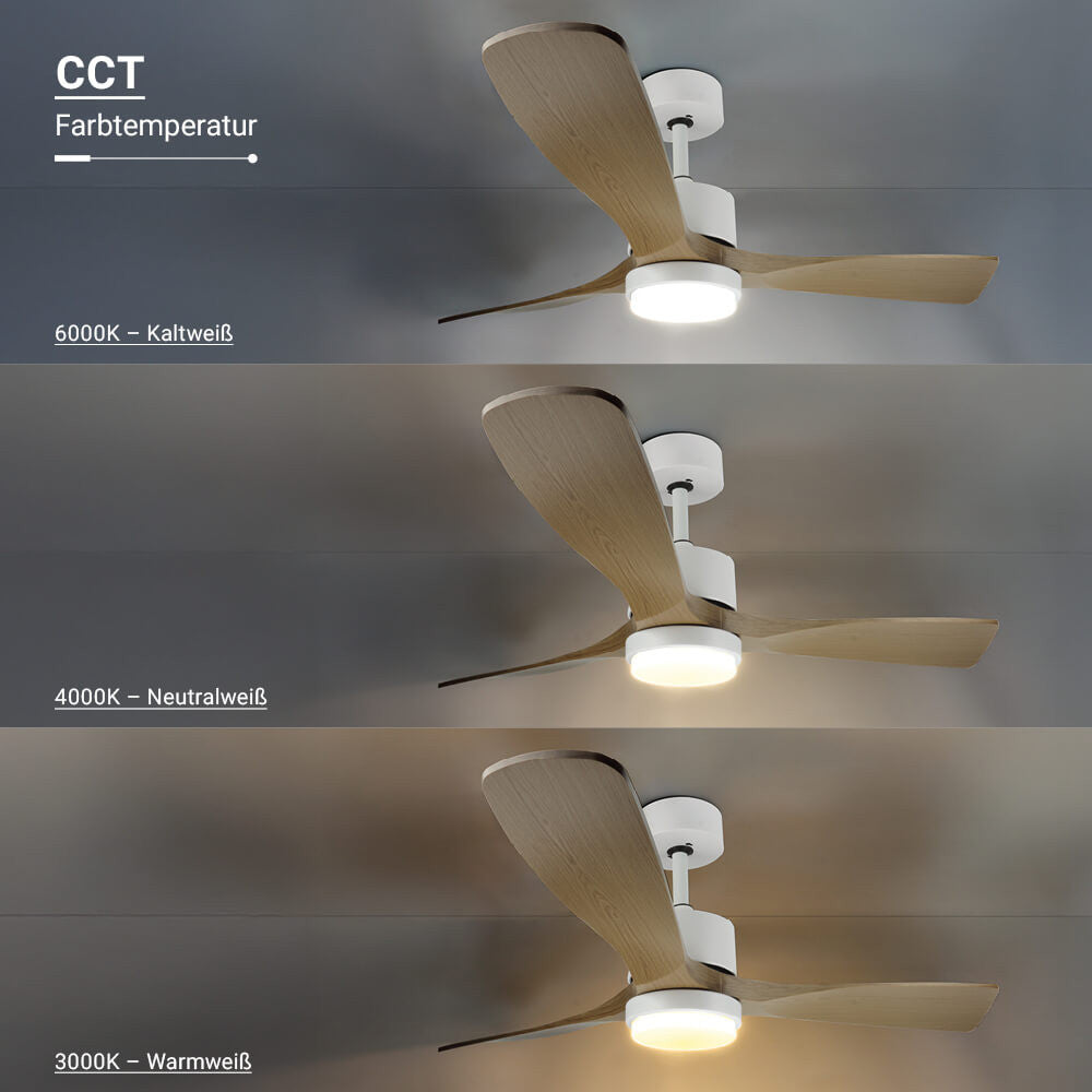 LED Fan Ceiling 18W/3CCT White Wood + Remote Control - image 5