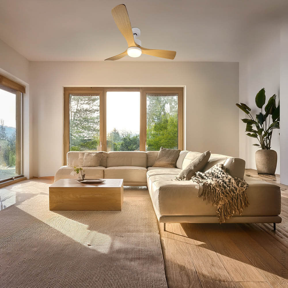 LED Fan Ceiling 18W/3CCT White Wood + Remote Control - image 6