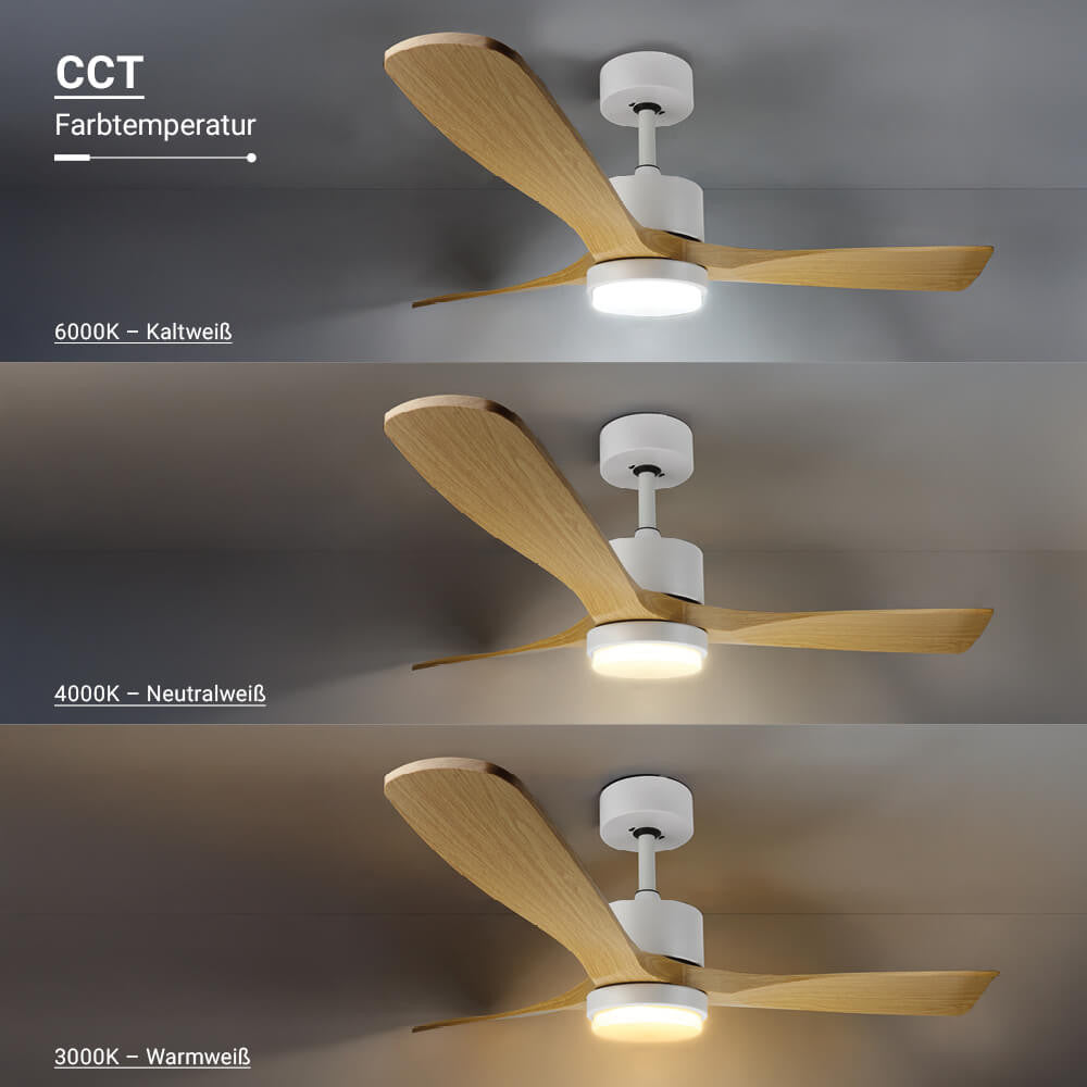 LED Fan Ceiling 18W/3CCT White Wood + Remote Control - image 5