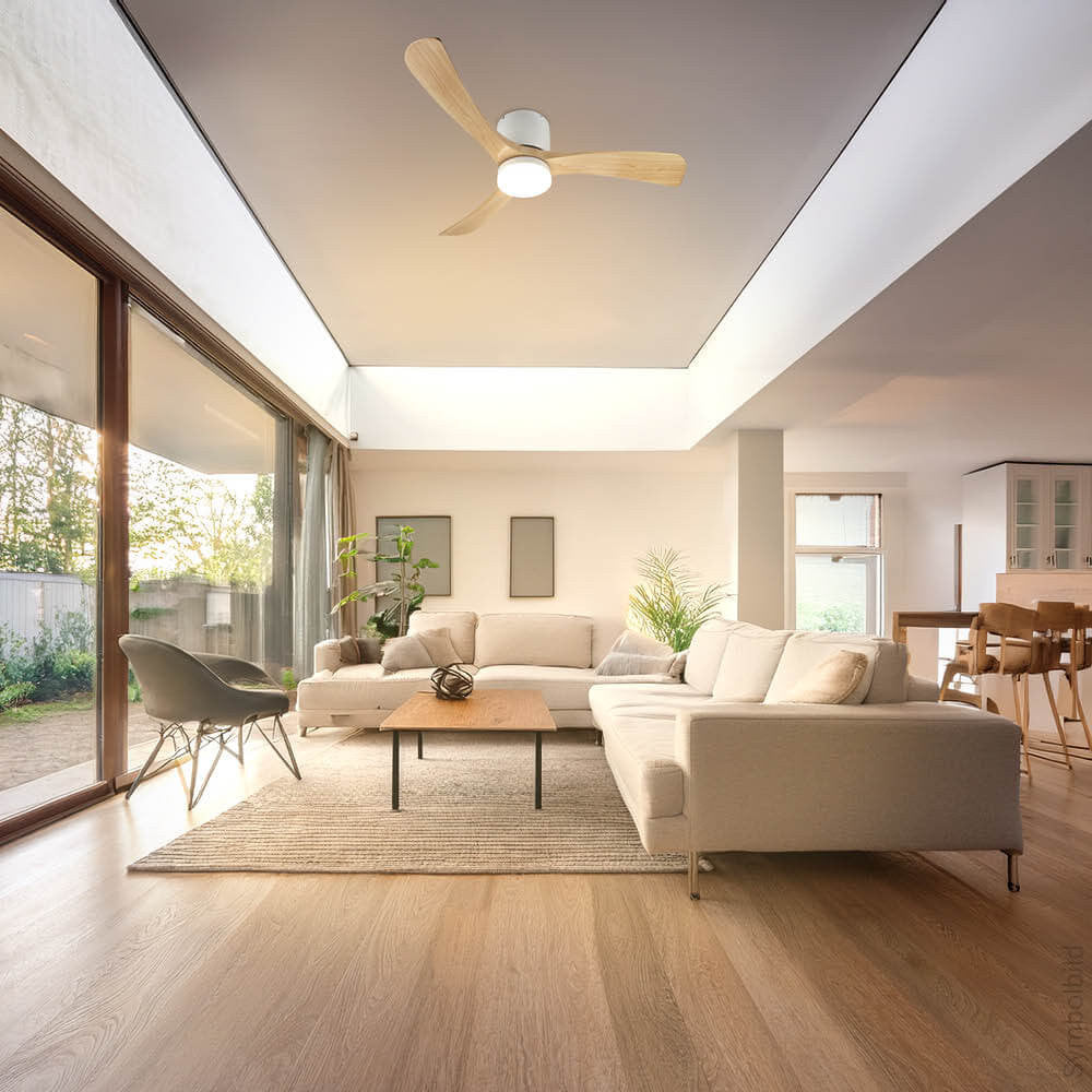 LED Fan Ceiling 18W/3CCT White Wood + Remote Control - image 6