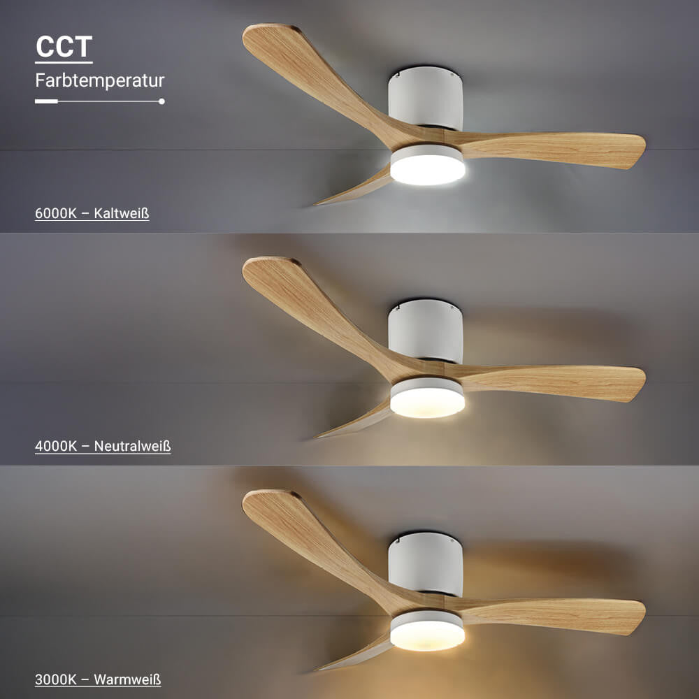 LED Fan Ceiling 18W/3CCT White Wood + Remote Control - image 5