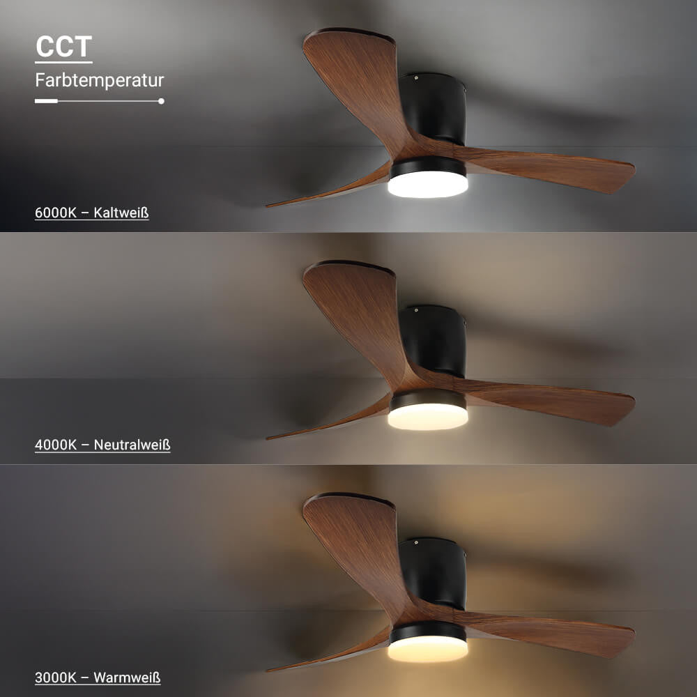 LED Fan Ceiling 18W/3CCT Black Wood + Remote Control - image 5