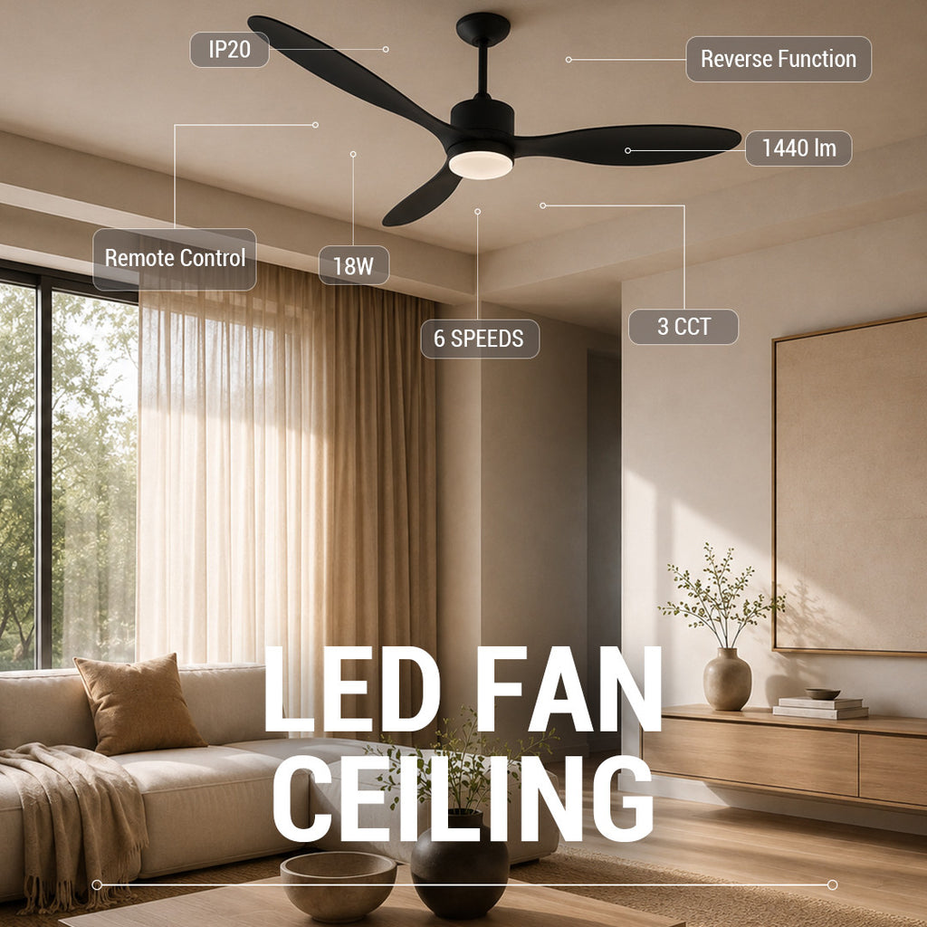 LED Fan Ceiling 18W/3CCT Black + Remote Control - image 6