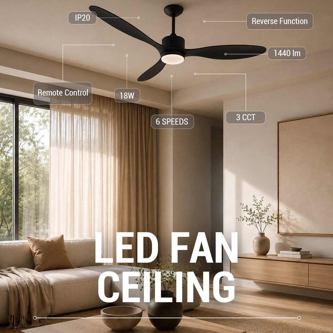 LED Fan Ceiling 18W/3CCT Black + Remote Control - image 6