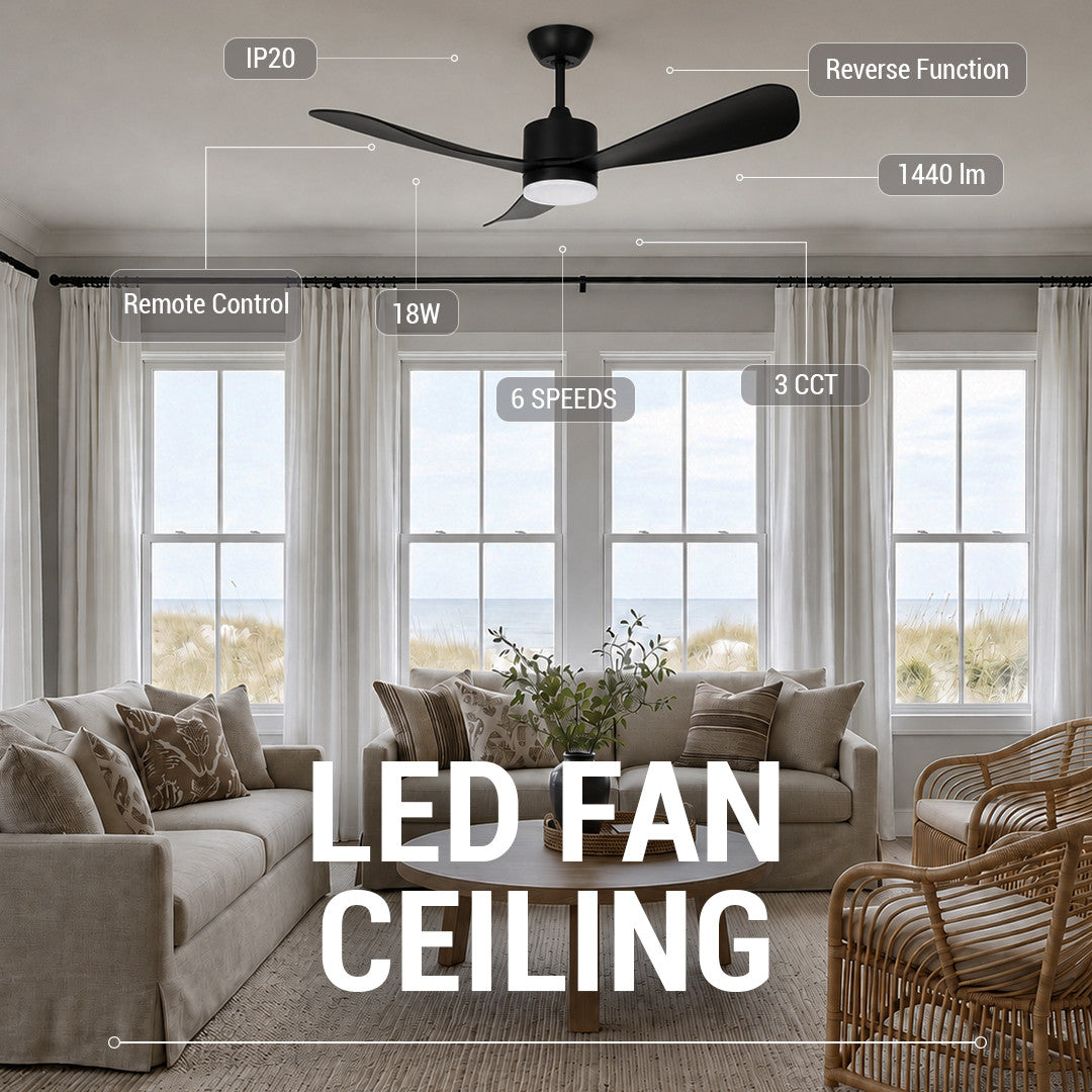 LED FAN Ceiling 18W/3CCT Black Body + Remote Control - image 3
