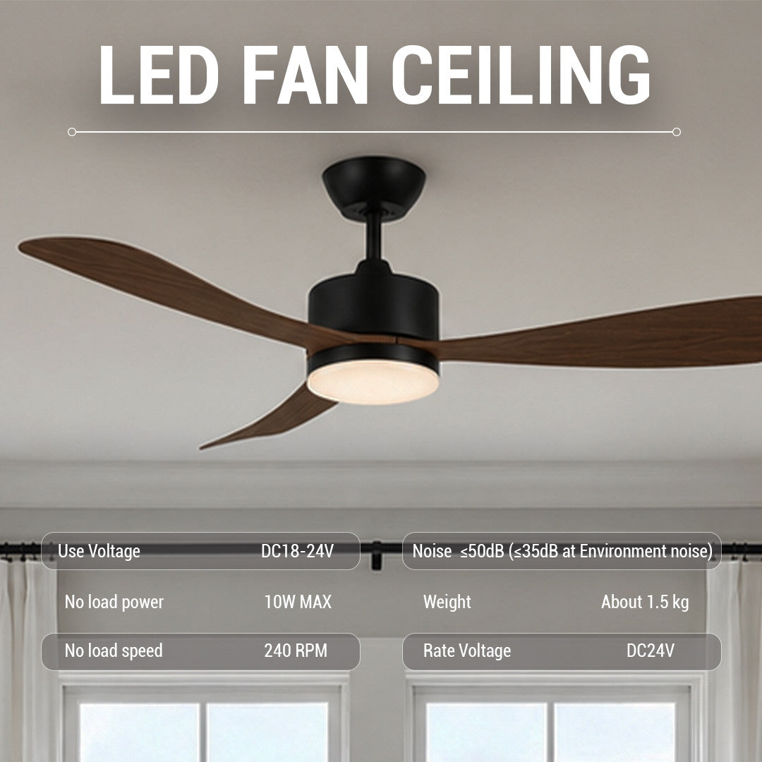 LED FAN Ceiling 18W/3CCT Black/Wood + Remote Control - image 4