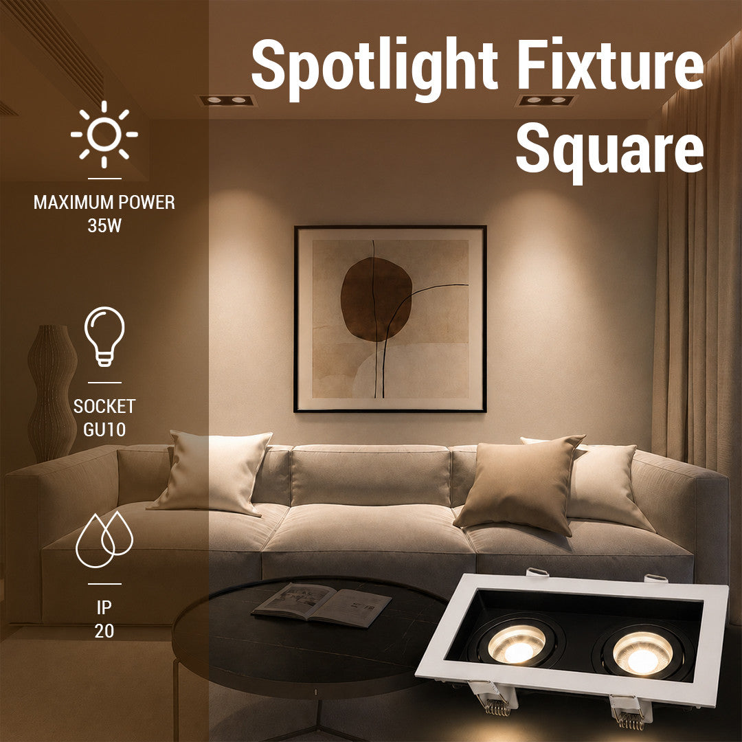 Spotlight Fixture Square Aluminium White/Black Max 35W - image 3
