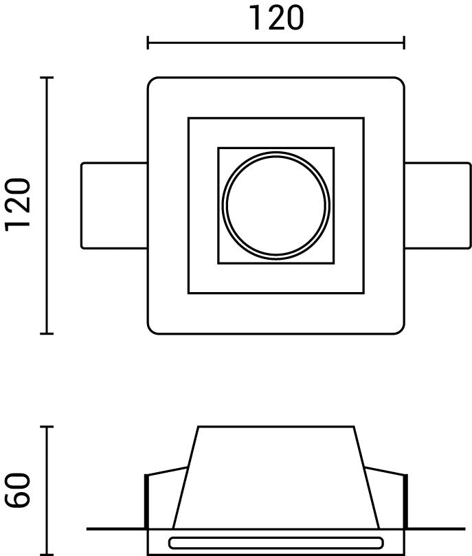Ceiling Fitting Trimless Recessed Square - product view