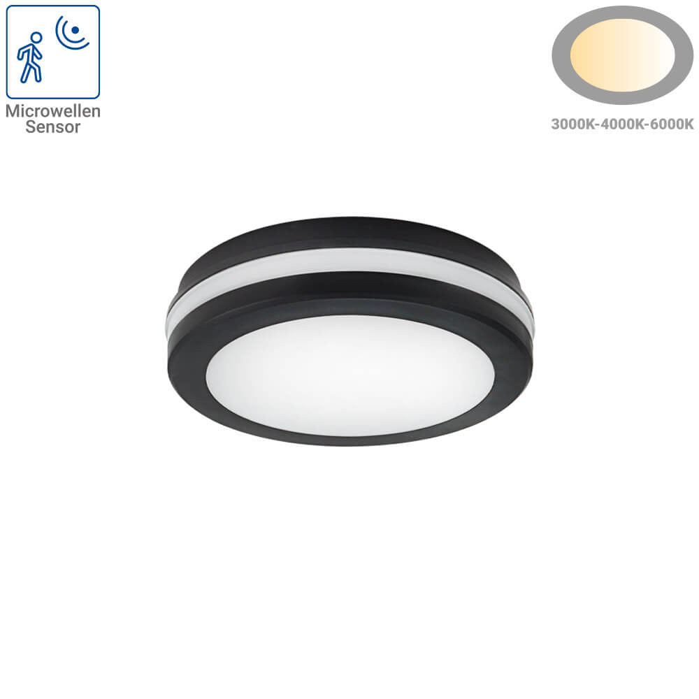LED Outdoor Ceiling Light Black 30W CCT IP65 - MICROWAVE SENSOR - image 5