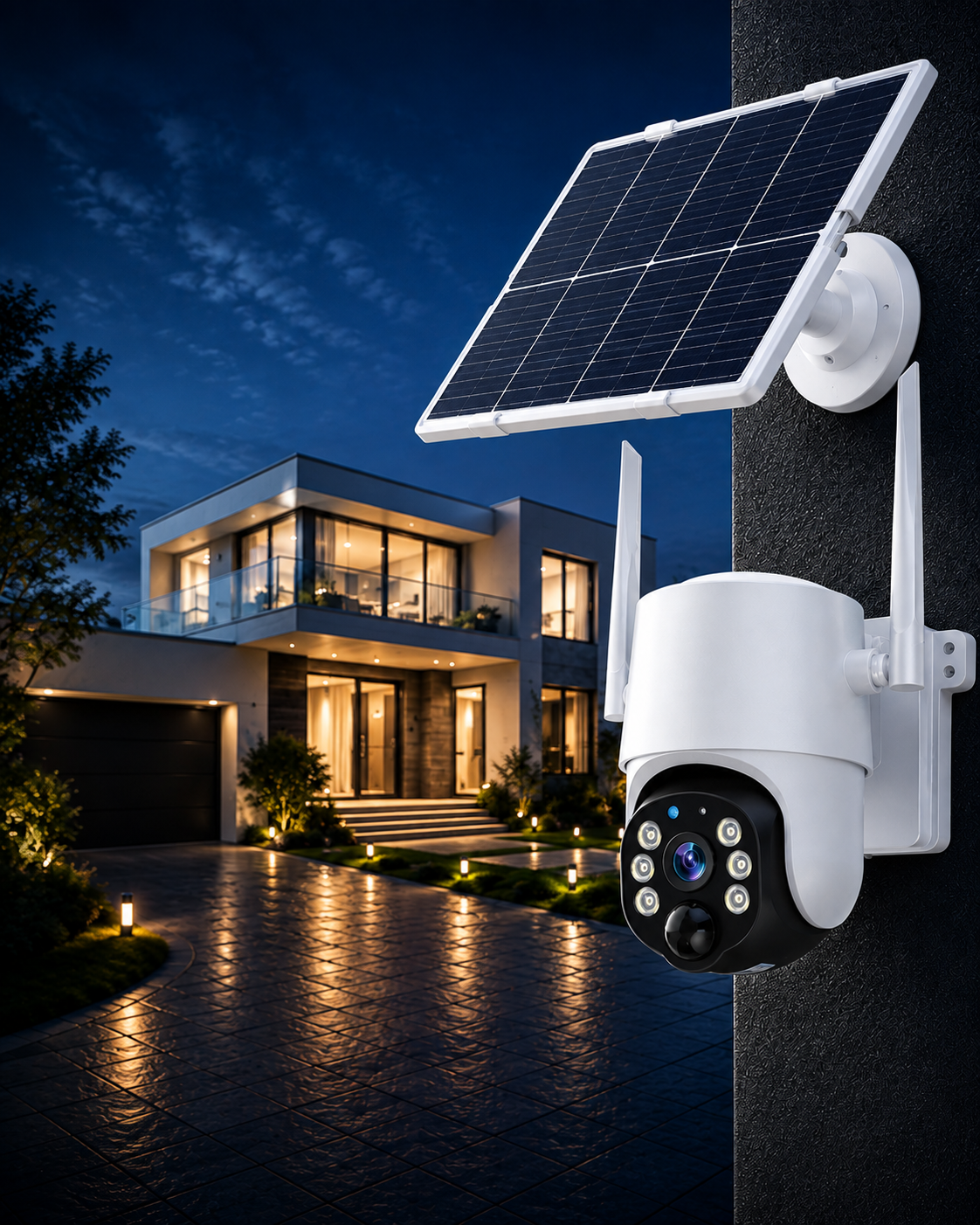 4MP Wi-Fi Solar Battery IP Camera White SD-Slot - product view
