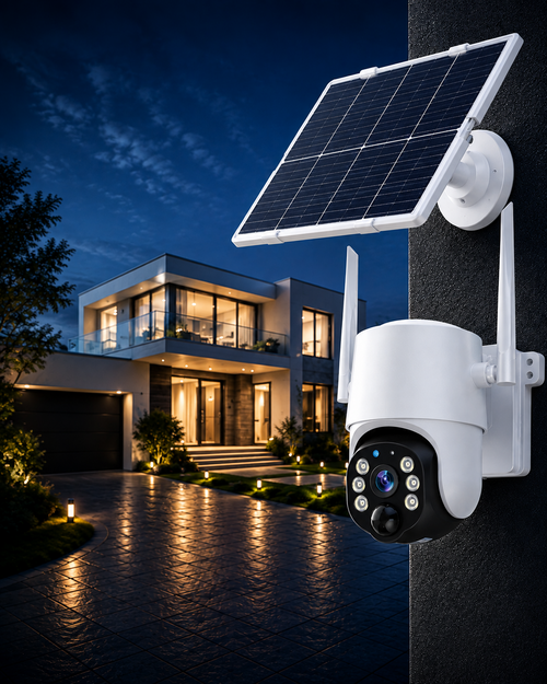 4MP Wi-Fi Solar Battery IP Camera White SD-Slot - product view
