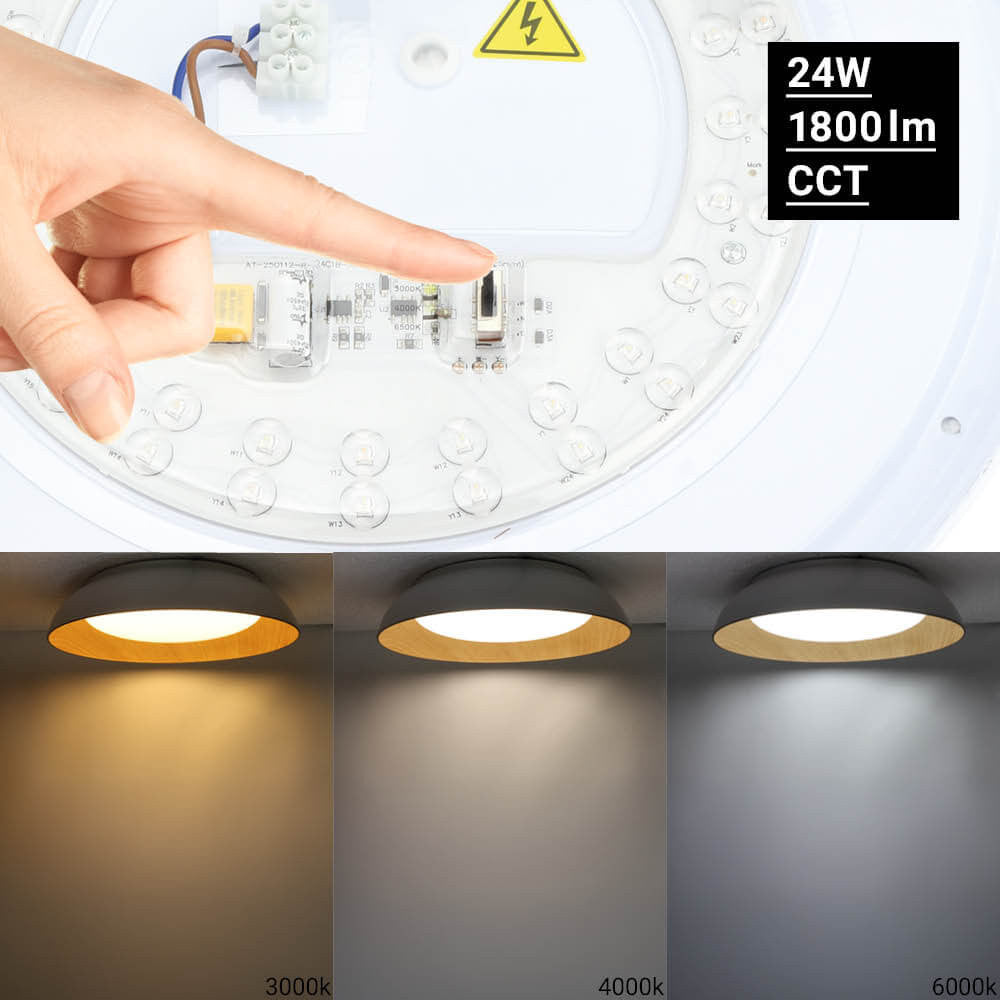 LED Ceiling Light 24W White/Wood Body CCT - image 6