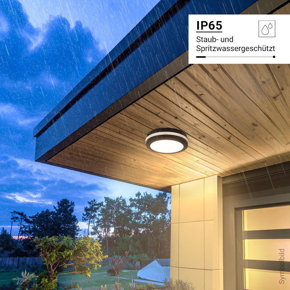 LED Outdoor Ceiling Light Black 30W CCT IP65 - MICROWAVE SENSOR - image 6