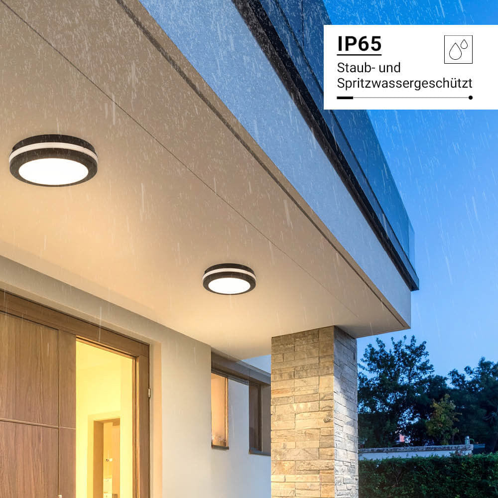 LED Outdoor Ceiling Light Black 30W CCT IP65 - image 6