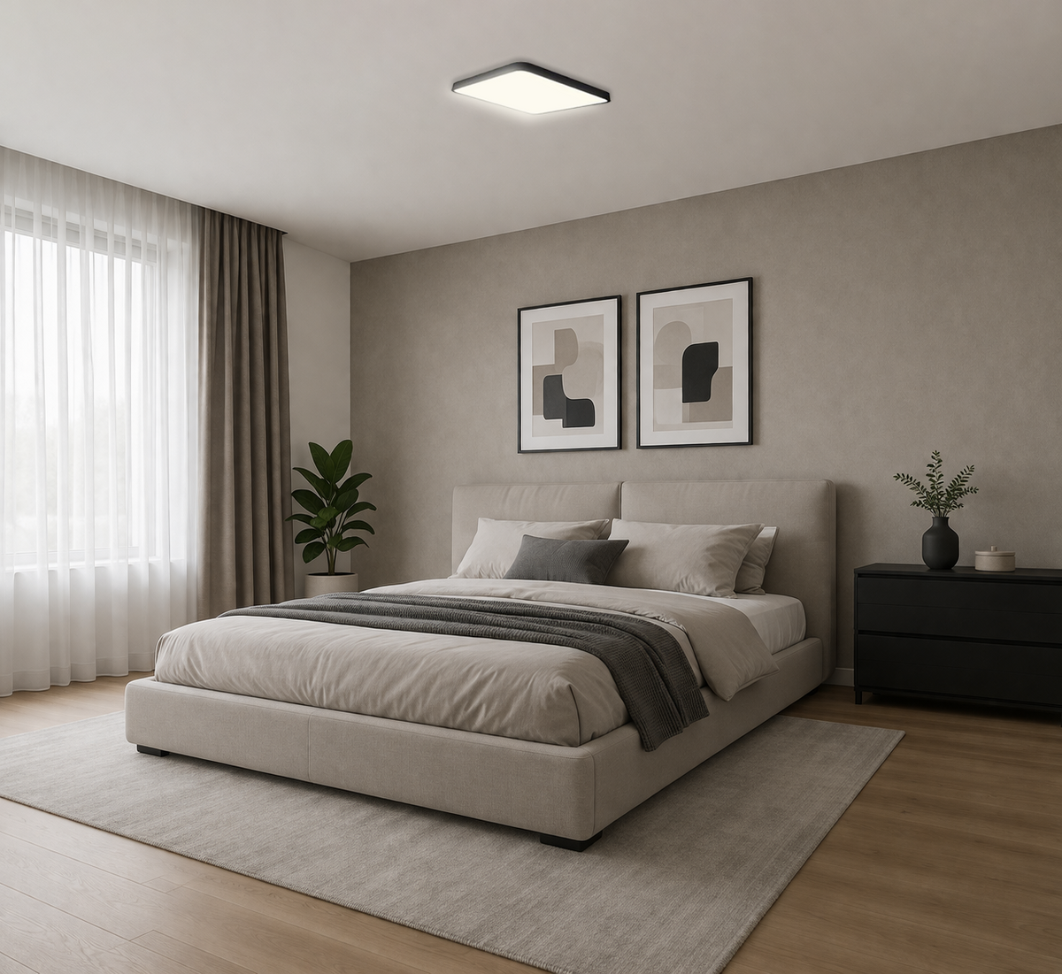 LED Ceiling Light Black Body - Square - product view