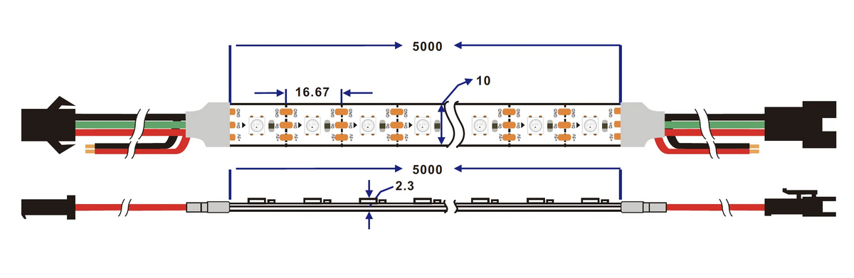 LED Digital Strip 60 Pixels IP20 CCT+A - product view