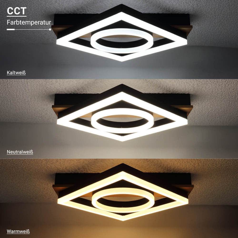 LED Ceiling Light 44W Black/Wood Body CCT + Remote Control - image 3