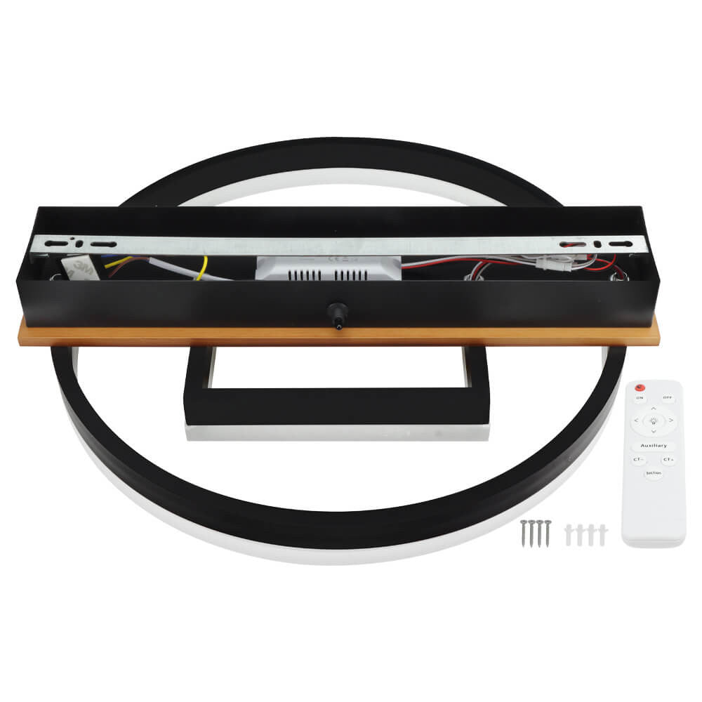 LED Ceiling Light 46W Black/Wood Body CCT + Remote Control - image 7