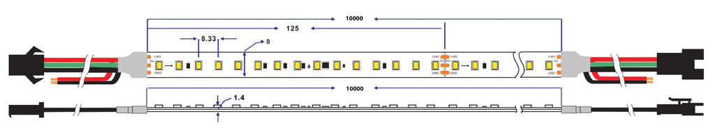 LED Strip Running Water Effect 2835 120LED/m 24V 10W/m 4500K - product view