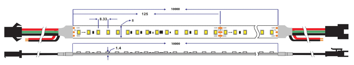 LED Strip Running Water Effect 2835 120LED/m 24V 10W/m 4500K - product view