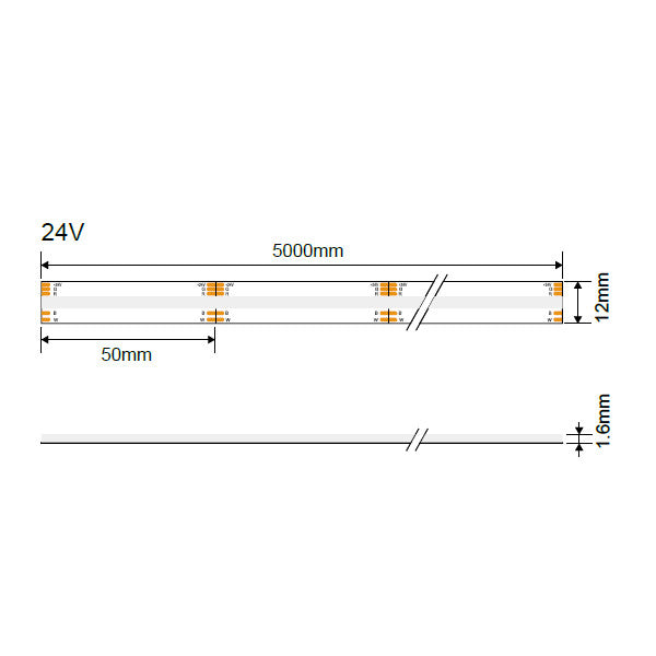 LED COB Strip RGB+6000K 24V 12W/m 640LED/m 5m/Roll - image 3