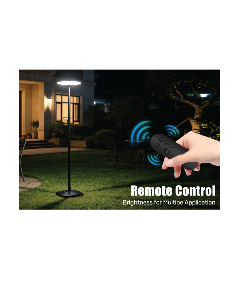LED Solar Garden/Park Lamp CCT Black +2.5M Pole + Water Tank IP65 + Remote Control - image 8