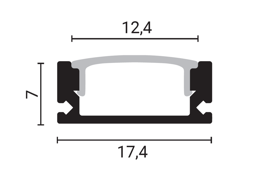 Aluminium Profile For LED Strip Black Body + Black Cover L=2m - energy label
