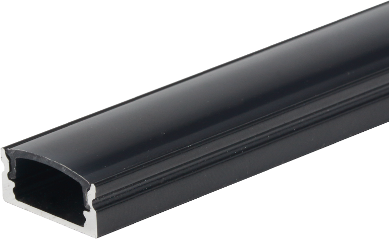 Aluminium Profile For LED Strip Black Body + Black Cover L=2m