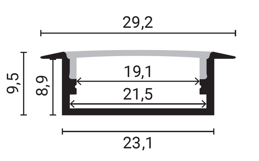 Aluminium Profile For LED Strip Built In L=2m - energy label