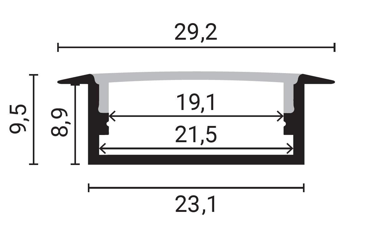 Aluminium Profile For LED Strip Built In L=2m - energy label